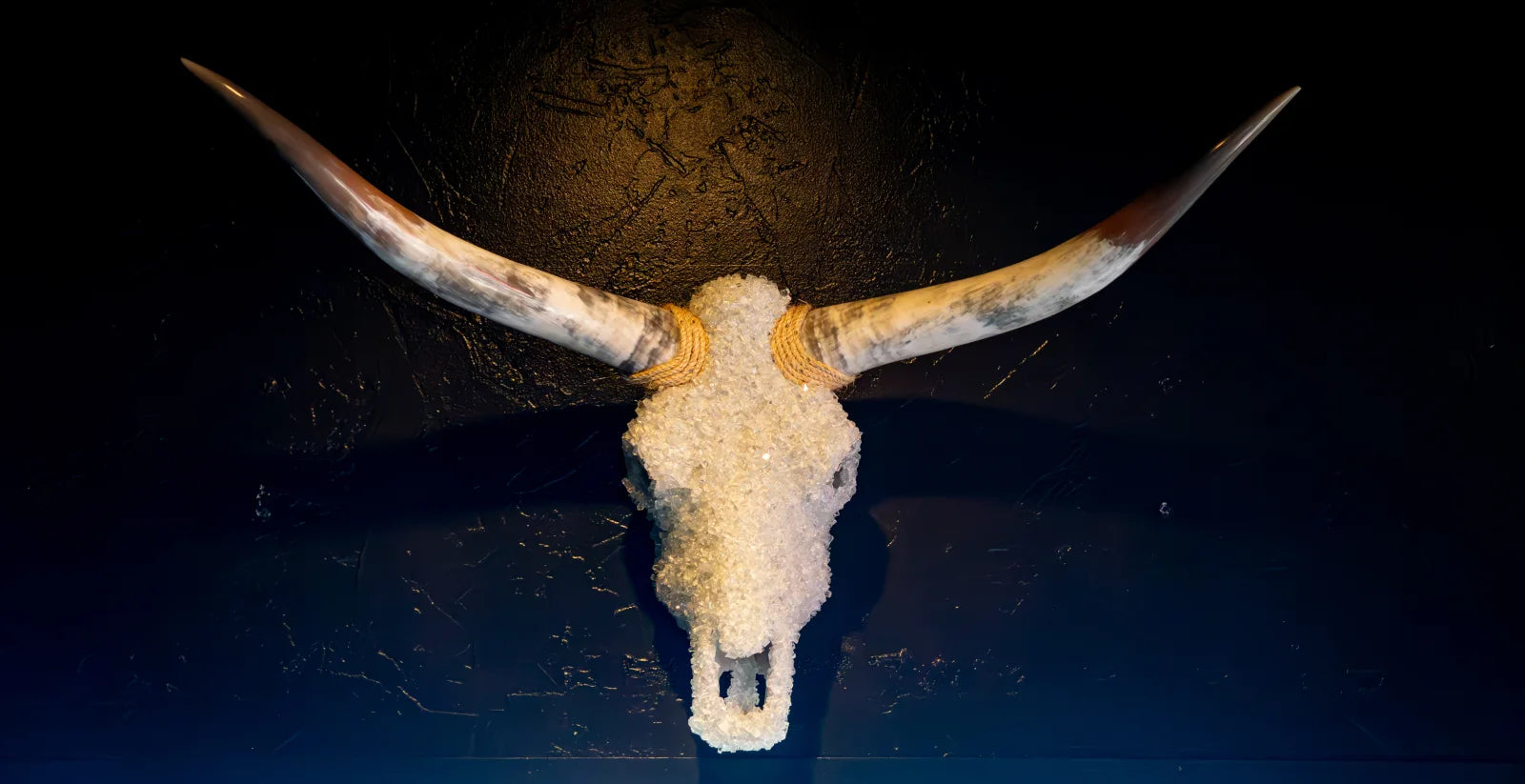 Jeweled bull-head bar decor at the Cowboy Lounge