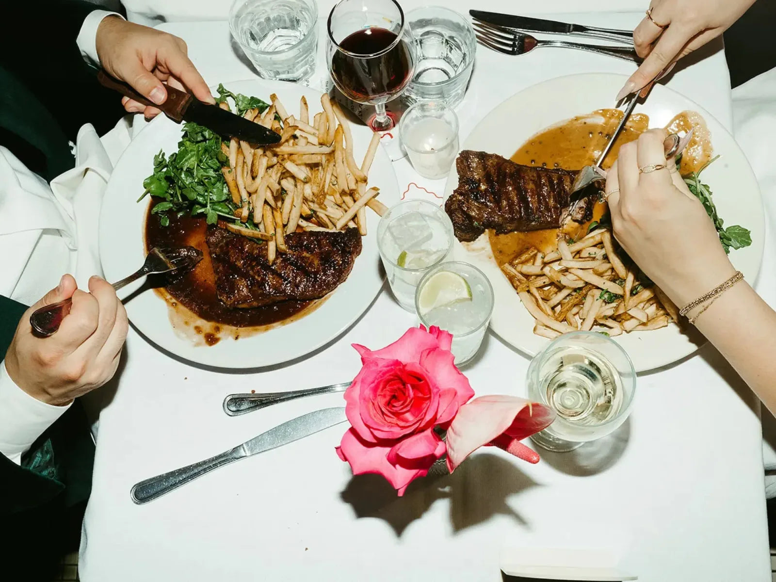 A plated wedding dinner catered by The Lazy Butcher
