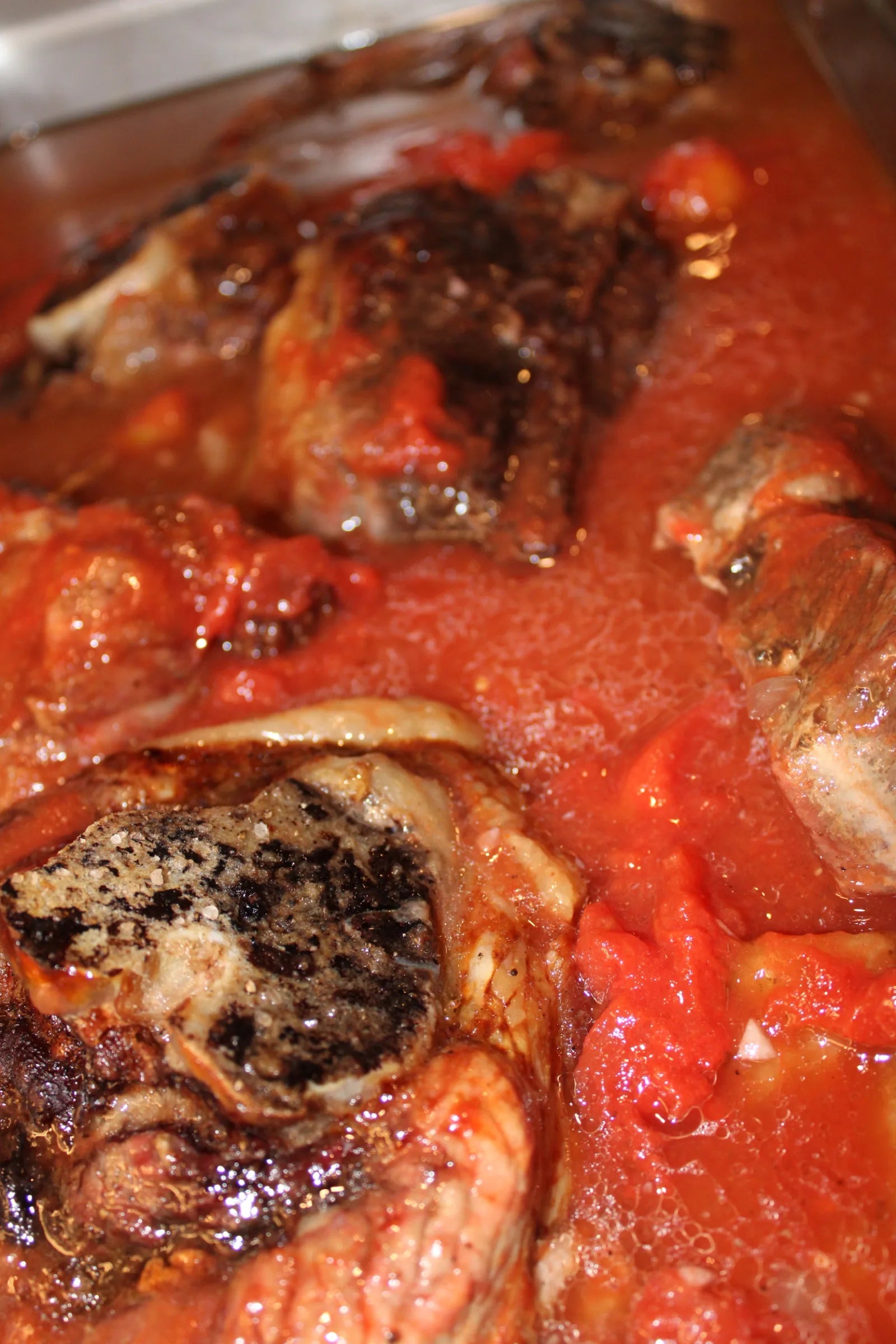 Braised short ribs finished in a rich tomato sauce
