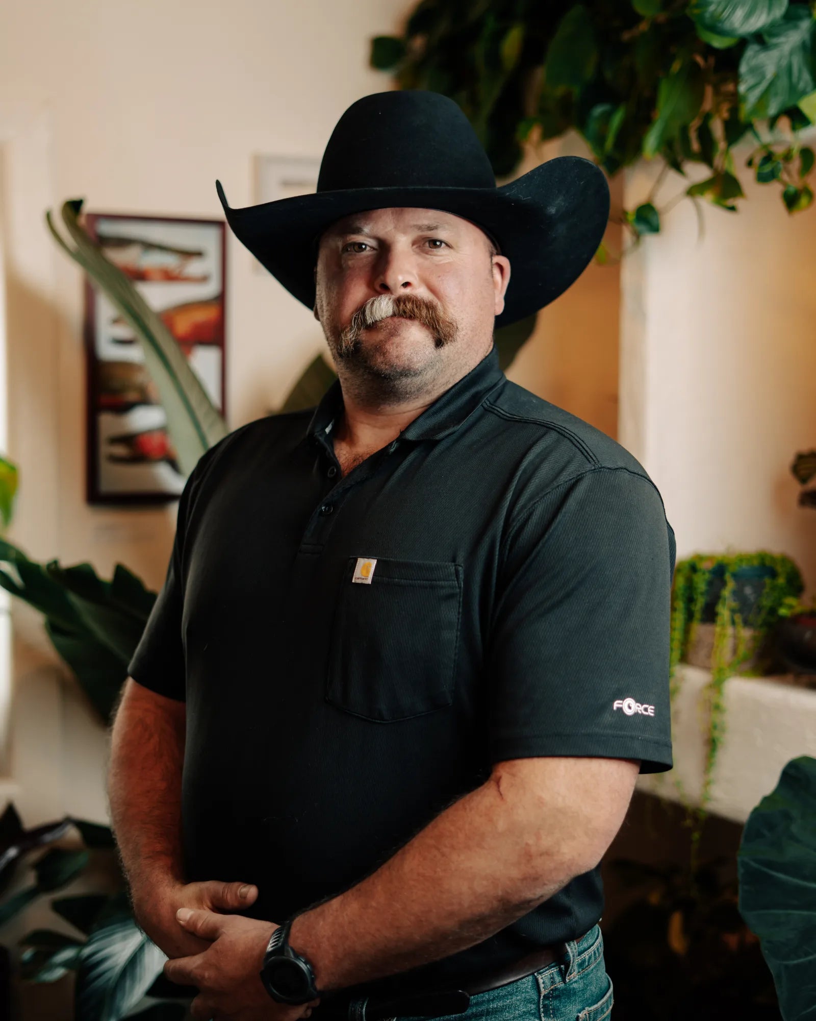 Evan Jeffries, CEO and owner of Lazy Butcher and Black Hat Cattle Co., wearing a black cowboy hat